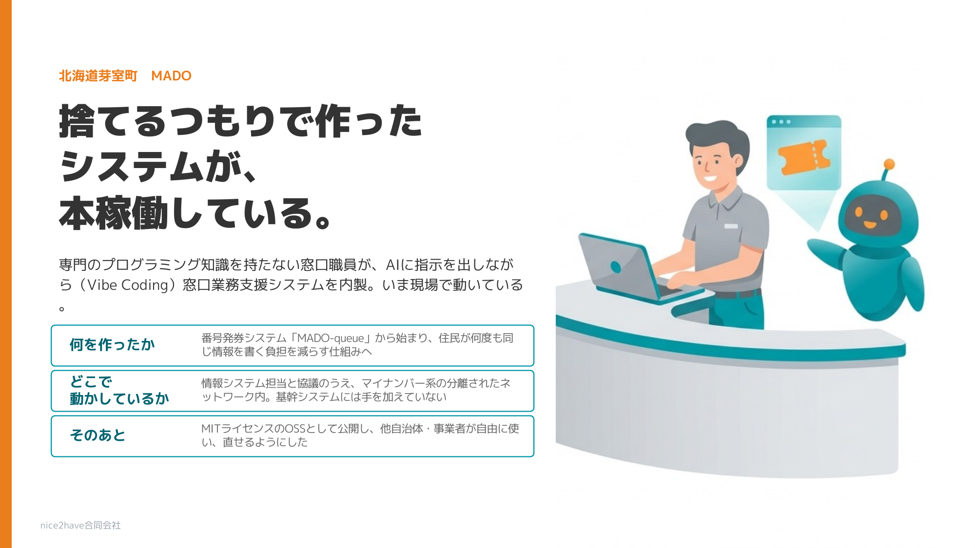 北海道芽室町 MADO ― 捨てるつもりで作ったシステムが、本稼働している